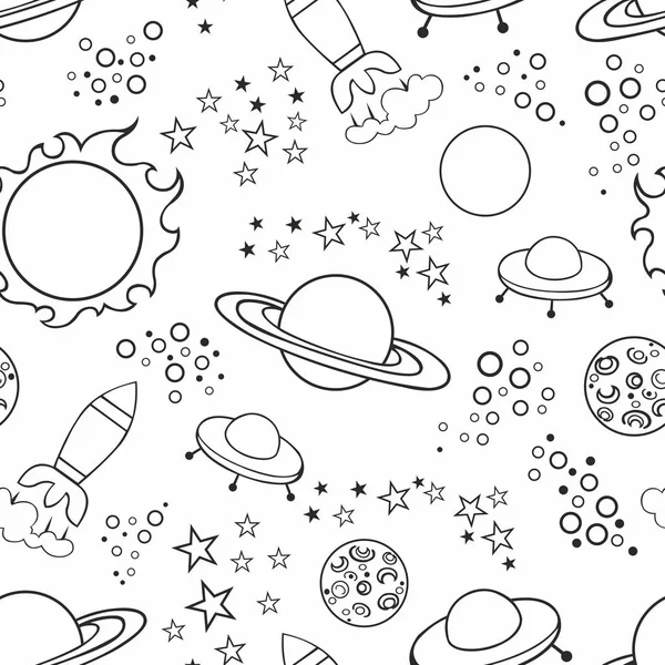 Yıldız ve Uzay gemileri ile kesintisiz beyaz arka plan