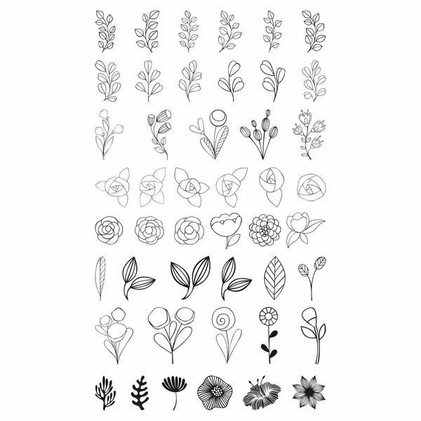Set de flores. Vector flores estilizadas — Archivo Imágenes Vectoriales