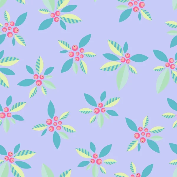 Et delikat ornamentalt mønster med bær på violet baggrund. Vektor sømløse mønster – Stock-vektor