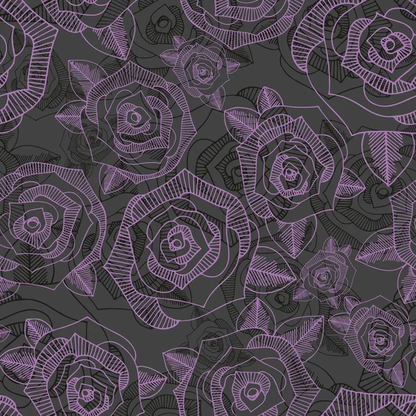 Florales nahtloses Muster mit Rosen. Handzeichnung. Vektormuster — Stockvektor