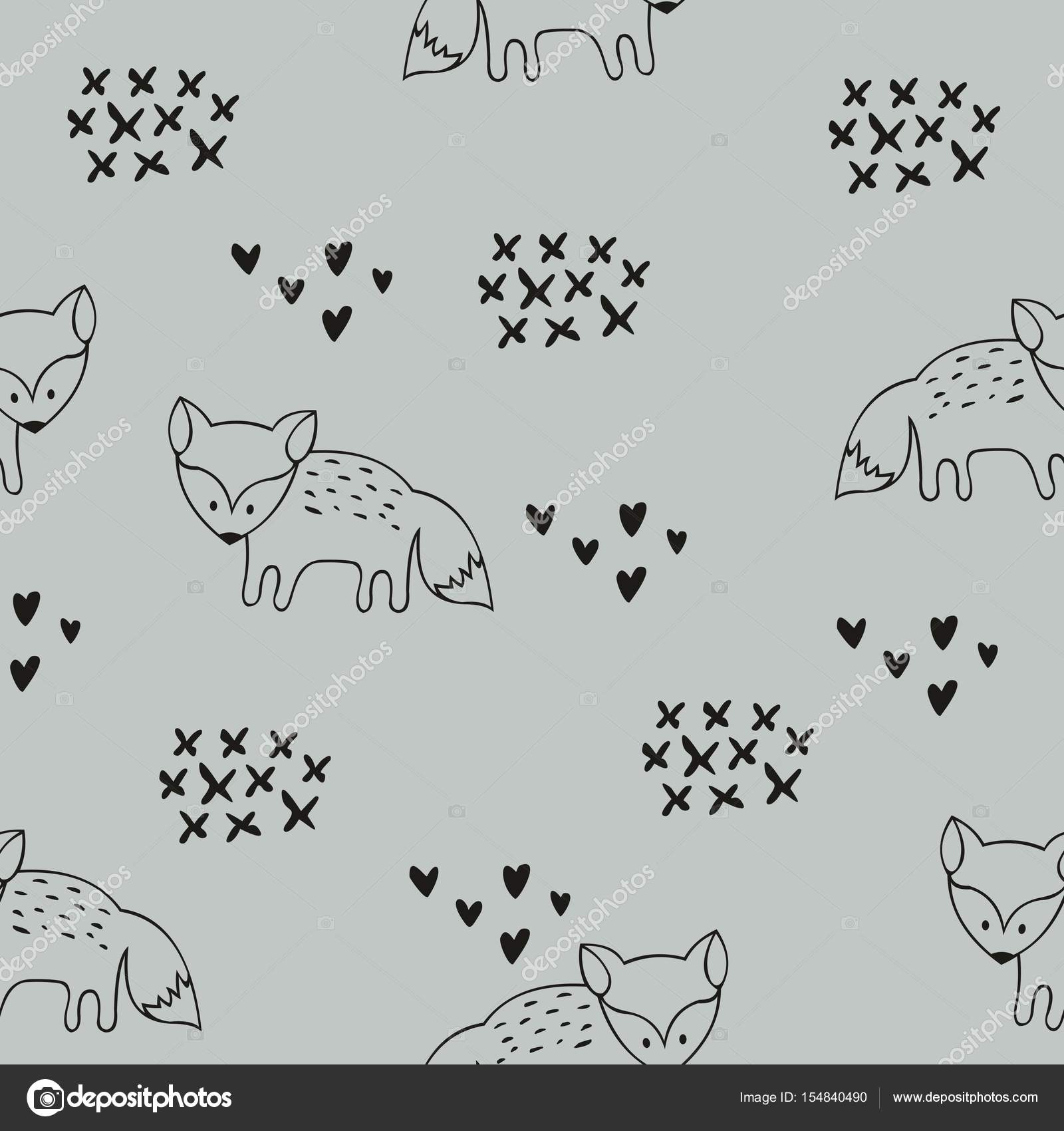 Reticolo senza giunte con le volpi Sfondo decorativo per il design per bambini camera vestiti carta da parati imballaggio e carta da imballaggio