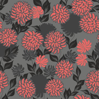 Vektör Dikişsiz desen gri bir arka plan üzerinde stilize çiçeklerle. Dekoratif arka plan