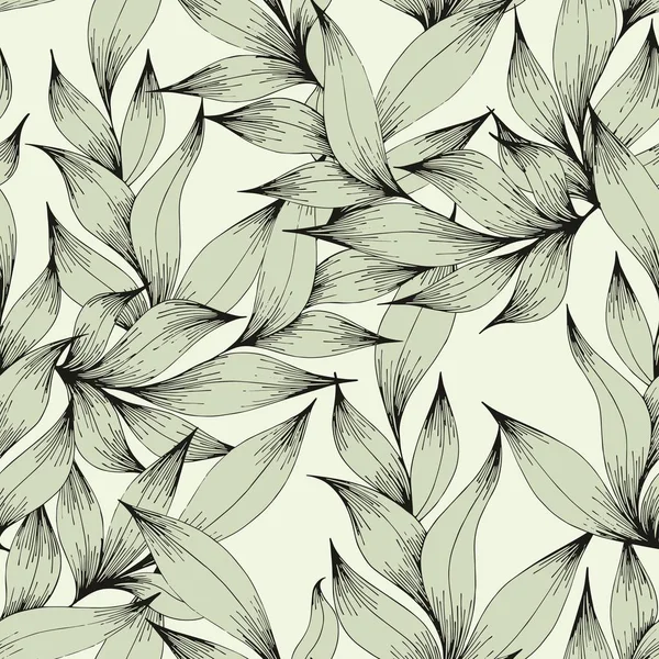 Vektor varrat nélküli mintázat ágak és levelek. Kézrajzot. Dekoratív minta a designhoz — Stock Vector