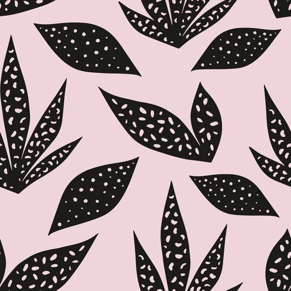 Vektor sömlösa mönster med stiliserade blad på en rosa bakgrund. Hand ritning — Stock vektor