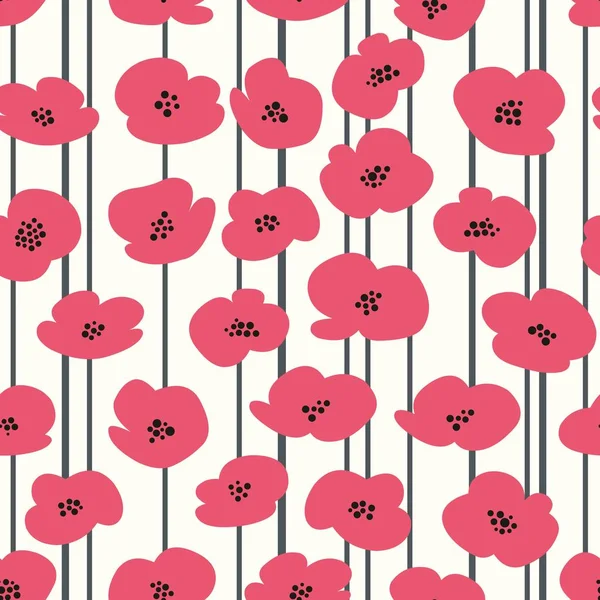 Tasarım ve dekorasyon için stilize haşhaş ile vektör dikişsiz desen