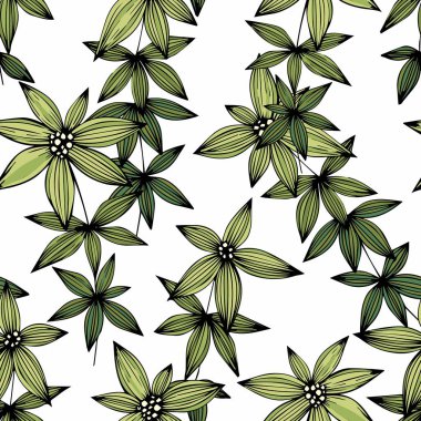 Stilize dal. El çizimi. Vektör Dikişsiz desen tasarımı için