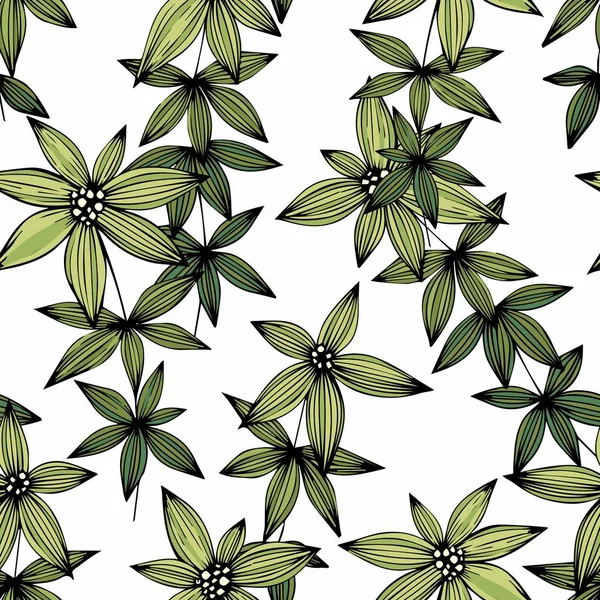 Stilize dal. El çizimi. Vektör Dikişsiz desen tasarımı için