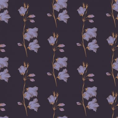 Vektör tasarımı için karanlık bir arka plan üzerinde kır çiçekleri ile seamless modeli