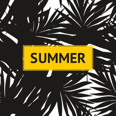 Tropikal yaprak siluetleri ile Seamless modeli. Yazdırma için dekoratif arka plan