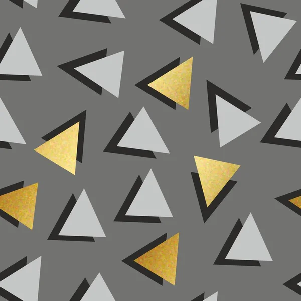 Patrón sin costura vectorial con triángulos dorados. Fondo decorativo para imprimir — Vector de stock