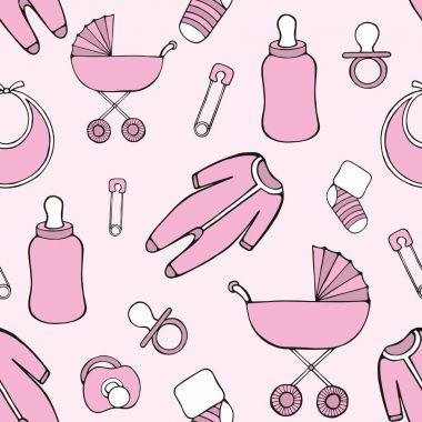 Sevimli vektör Dikişsiz desen tasarım ve dekorasyon için çocuk şeylerle