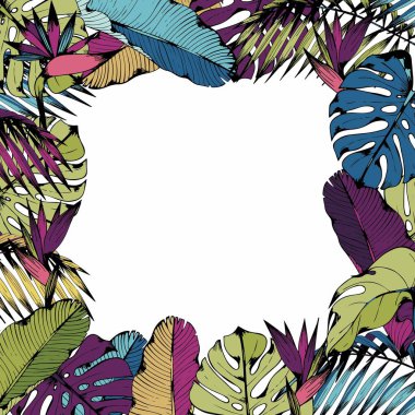 Baskı, tasarım için tropikal bitki ile kare