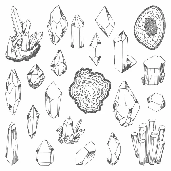 Mineraller. Vektör çizimler için tasarım kümesi — Stok Vektör