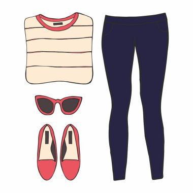 Kadın giysileri ile vektör çizim
