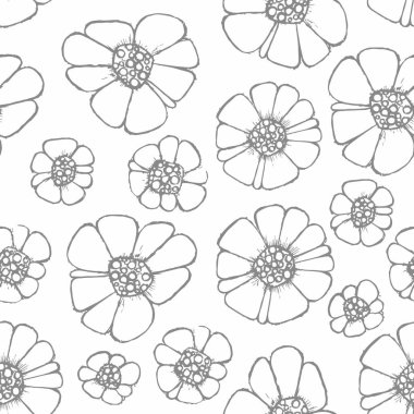 Vektör çiçek ile seamless modeli. El çizimi