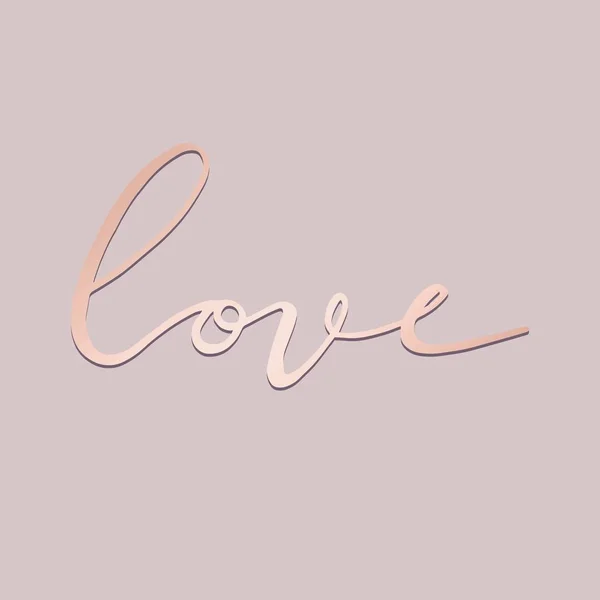 Kärlek. Hand ritning med imitation av roséguld — Stock vektor