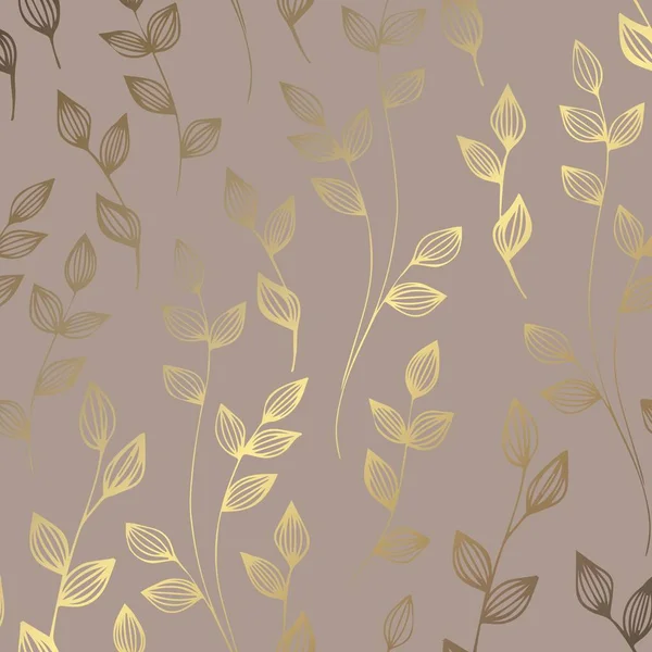 Padrão floral dourado de luxo em um fundo marrom. Padrão vetorial decorativo elegante —  Vetores de Stock