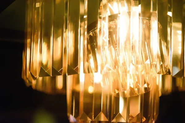 Closeup view of contemporary light fixture in dark room — Stock Photo, Image