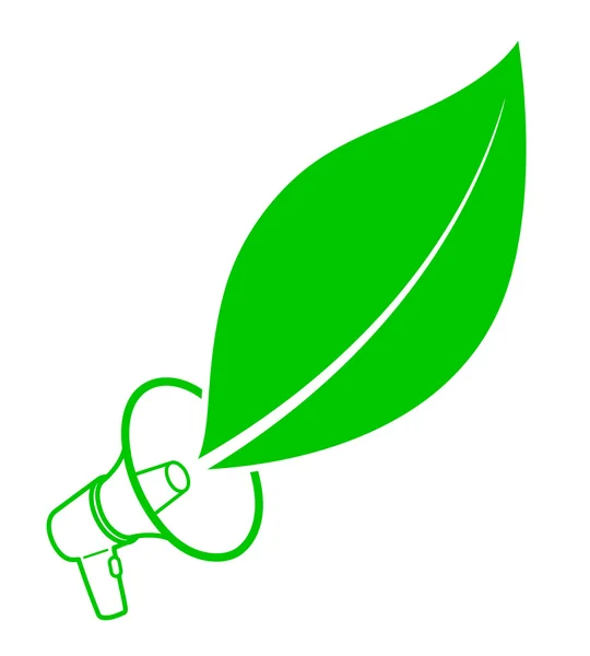 Działacz ekologia koncepcja megafon i liść — Wektor stockowy