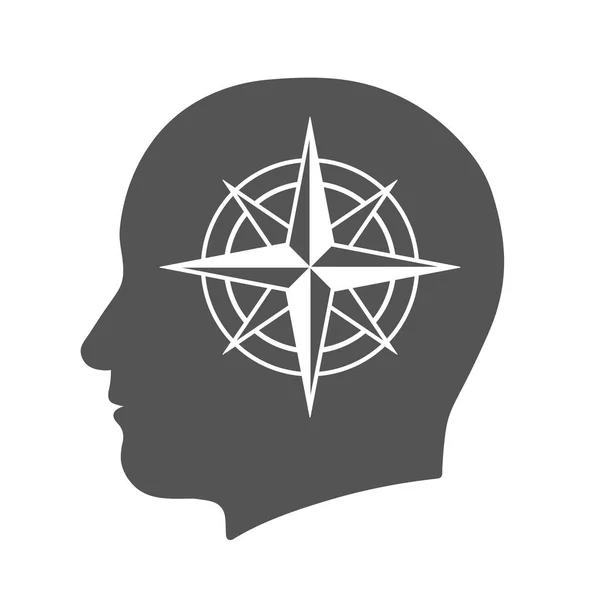 Εικονίδιο κεφάλι με πυξίδα rose σημάδι στη σιλουέτα Εικονογράφηση Αρχείου
