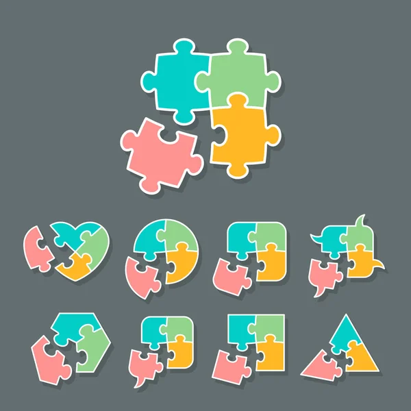 Conjunto de diferentes formas de piezas del rompecabezas Gráficos vectoriales