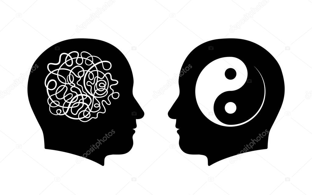 Confusion vs. calmness yin yang concept
