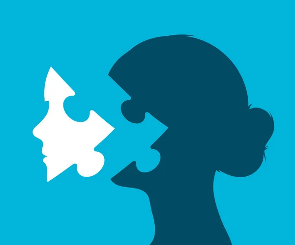 Young woman head with missing puzzle piece Royalty Free Stock Vectors