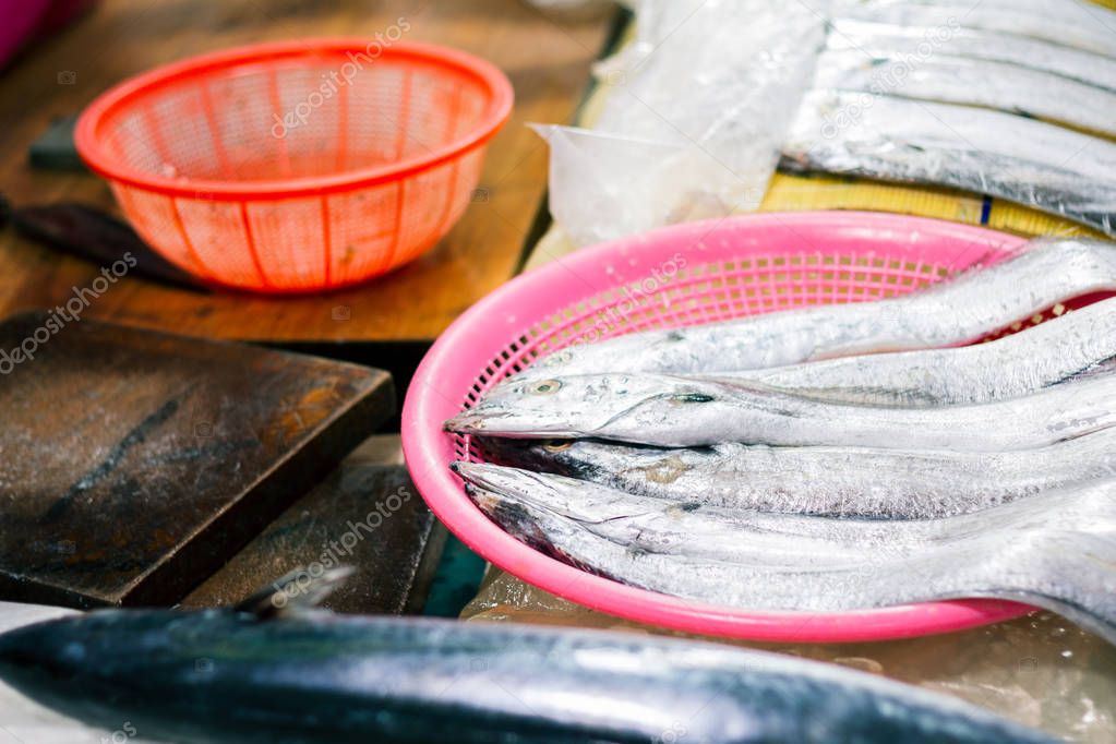 hairtail, cutlassfish in Korean fish market