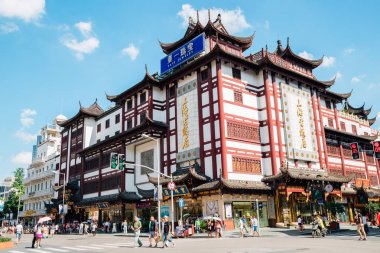 Çince geleneksel binanın Shanghai eski sokak