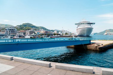 Dejima Wharf - ocean view of Nagasaki port in Japan clipart