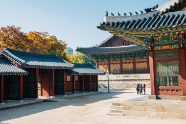 Seoul, Kore geleneksel mimarisinde Deoksugung Sarayı