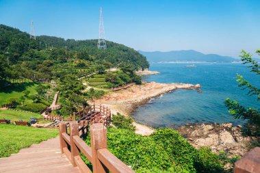 Sea and nature landscape in Tongyeong Yi Sun-sin park, Korea clipart