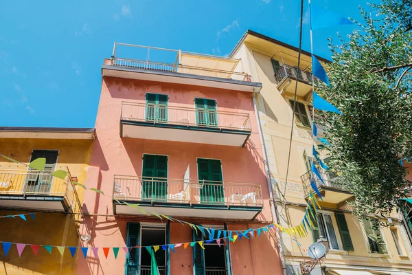 Manarola Coloridos edificios en Cinque Terre, Italia — Foto de Stock