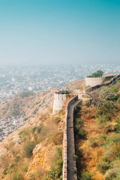 Θέα στην πόλη από το Φρούριο Nahargarh στην Τζαϊπούρ, Ινδία — Φωτογραφία Αρχείου