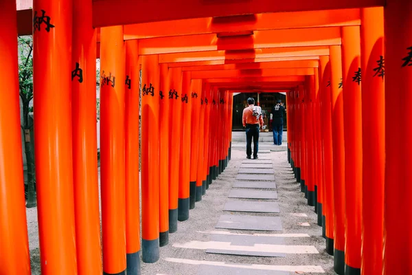 Японська shrine Kushida Джіндже, Torii ворота в Fukuoka — стокове фото