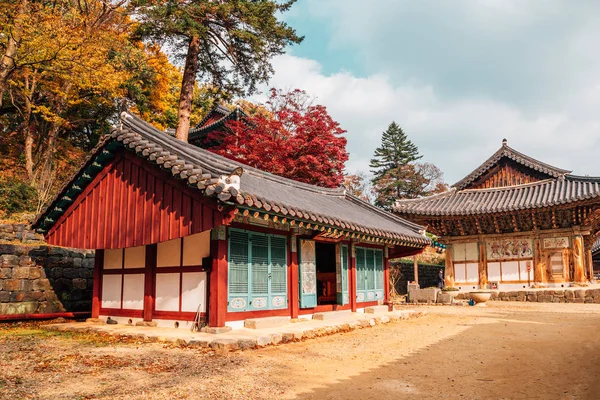 Magoksa temple with autumn maple in Gongju, Korea