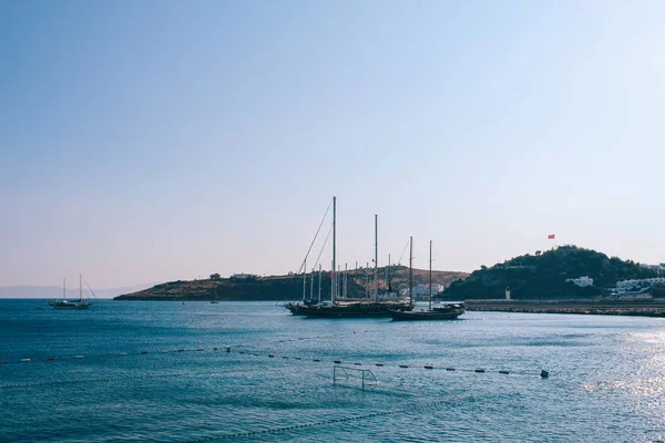 Přístav Marina u Egejského moře v Bodrum, Turecko — Stock fotografie