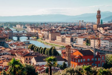 İtalya Piazzale Michelangelo 'dan Floransa şehir manzarası