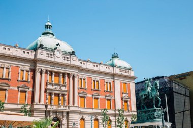Belgrad, Sırbistan - 16 Temmuz 2019: Sırbistan Ulusal Müzesi Cumhuriyet Meydanı 'nda