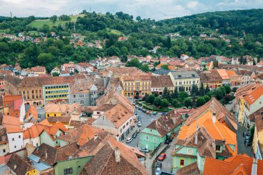 Romanya 'daki Sighisoara eski kasaba manzarası