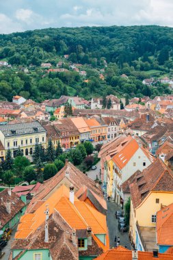 Romanya 'daki Sighisoara eski kasaba manzarası