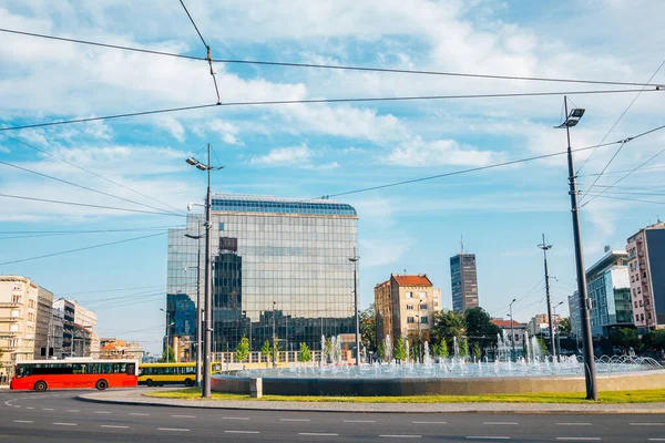 Slavija square Music fountain in Belgrade, Serbia — Stock Photo, Image