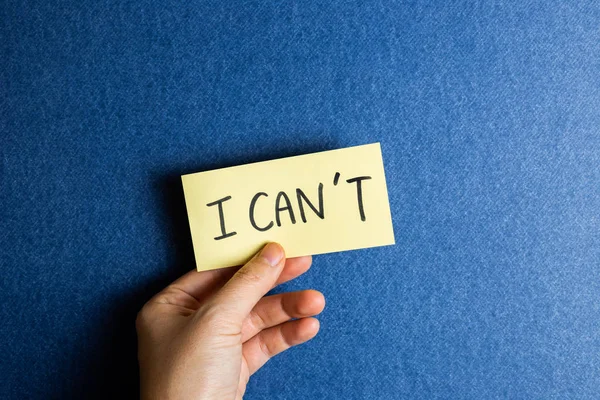 'I can't' message. Negative and no confidence attitude concept — 스톡 사진