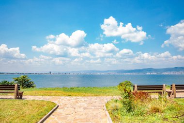 Bulgaristan 'ın Nessebar kentindeki Karadeniz ve sahil parkı