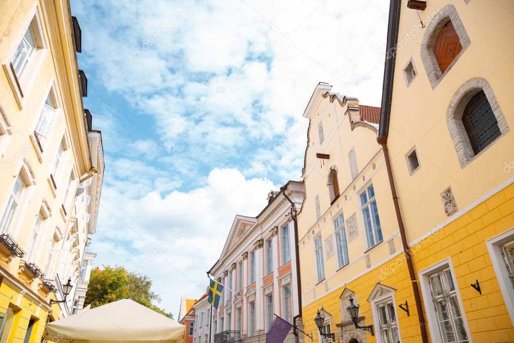 Tallinn old town colorful street in Estonia