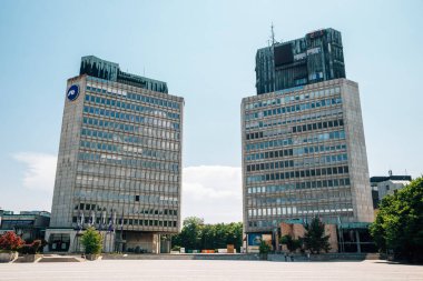 Ljubljana, Slovenya - 2 Temmuz 2019: Cumhuriyet Meydanı Tröstü