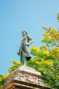 Ehime, Shikoku, Japonya - 21 Nisan 2019: Imabari Şatosu heykeli