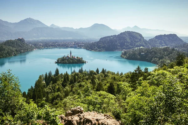 Vista Panorámica Del Lago Bled Eslovenia — Foto de Stock