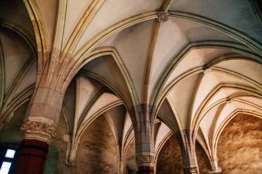 Hunedoara, Romanya - 21 Temmuz 2019: Ortaçağ Corvin Şatosu (Hunyad Şatosu))