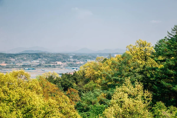 Vista Panorâmica Cidade Anseong Fortaleza Montanha Jukjusanseong Anseong Coréia — Fotografia de Stock